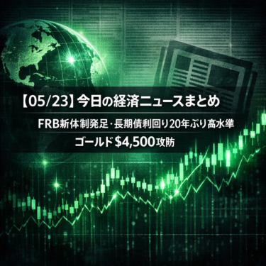 【05/23】今日の経済ニュースまとめ｜FRB新体制発足・長期債利回り20年ぶり高水準・ゴールド$4,500攻防