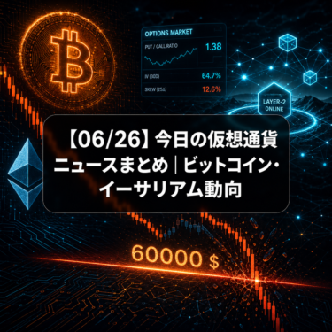 【06/26】今日の仮想通貨ニュースまとめ｜ビットコイン・イーサリアム動向