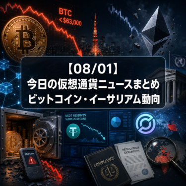 【08/01】今日の仮想通貨ニュースまとめ|ビットコイン・イーサリアム動向
