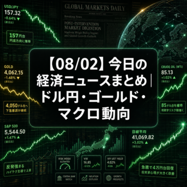 【08/02】今日の経済ニュースまとめ|ドル円・ゴールド・マクロ動向