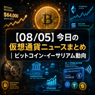【08/05】今日の仮想通貨ニュースまとめ|ビットコイン・イーサリアム動向