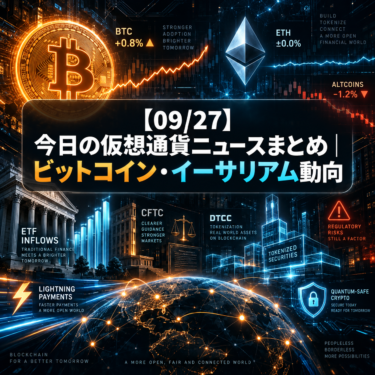 【09/27】今日の仮想通貨ニュースまとめ｜ビットコイン・イーサリアム動向