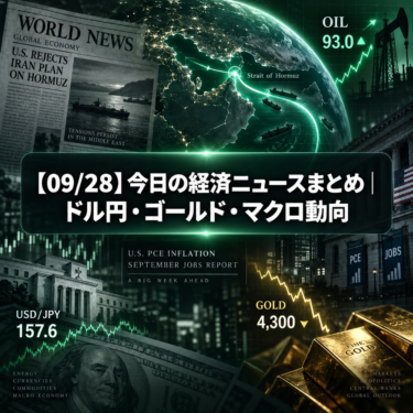 【09/28】今日の経済ニュースまとめ|ドル円・ゴールド・マクロ動向