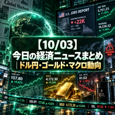 【10/03】今日の経済ニュースまとめ|ドル円・ゴールド・マクロ動向